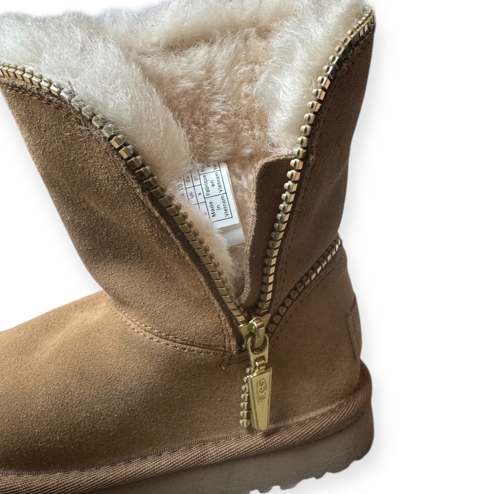UGG Girls Florence Chestnut Zipper Boots Size 10 Kids - Picture 5 of 7
